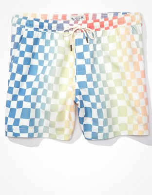 Checkerboard hot sale swim trunks