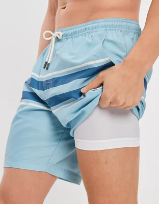 AE 7" Striped Swim Trunk
