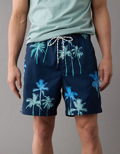 Мужские брюки American Eagle AE Palm Trees Flex 7" Swim Trunk