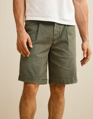 Мужские шорты American Eagle AE 9" Flex Loose Pleated Khaki, цвет: Оливковый мох — фото 5