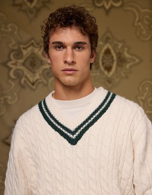 AE x Tru Kolors Cable Knit Cricket Sweater