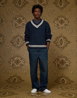 AE x Tru Kolors Cable Knit Cricket Sweater