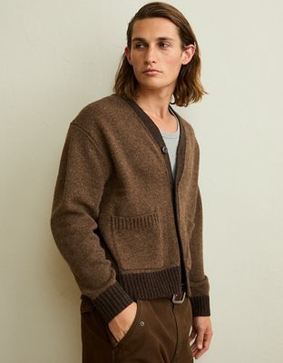 Мужской кардиган American Eagle AE x Lamine Yamal Cardigan, цвет: Коричневый — фото 7