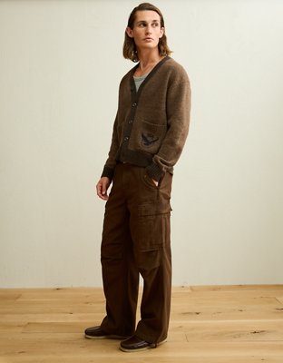 Мужской кардиган American Eagle AE x Lamine Yamal Cardigan, цвет: Коричневый — фото 5