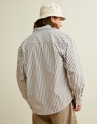 Мужская рубашка American Eagle AE x Lamine Yamal Poplin Button-Up, цвет: Кофейный — фото 3