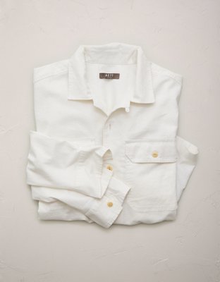 AE77 Linen-Blend Camp Collar Surplus Shirt