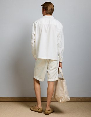 AE77 Linen-Blend Camp Collar Surplus Shirt