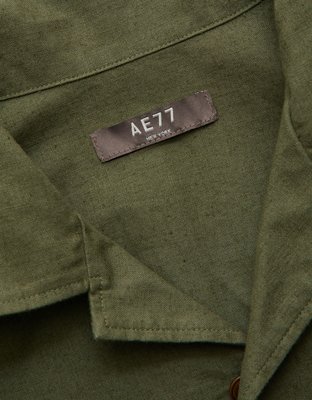 AE77 Linen-Blend Camp Collar Surplus Shirt