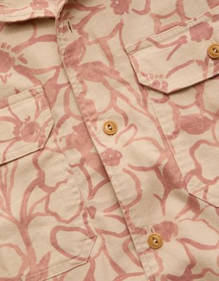 AE77 Linen-Blend Camp Collar Surplus Shirt