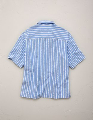 Chemise à col cubain en seersucker AE77