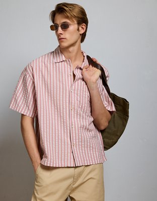 AE77 Seersucker Camp Collar Shirt