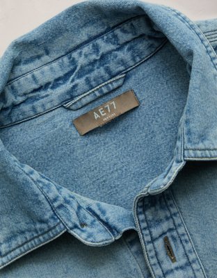 Мужская рубашка American Eagle AE77 Long-Sleeve Chambray, цвет: Средняя варка — фото 6