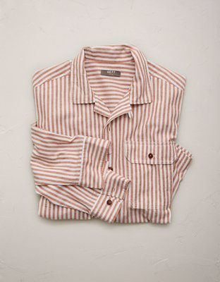 AE77 Linen-Blend Camp Collar Surplus Shirt