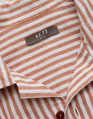 AE77 Linen-Blend Camp Collar Surplus Shirt