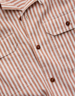 AE77 Linen-Blend Camp Collar Surplus Shirt