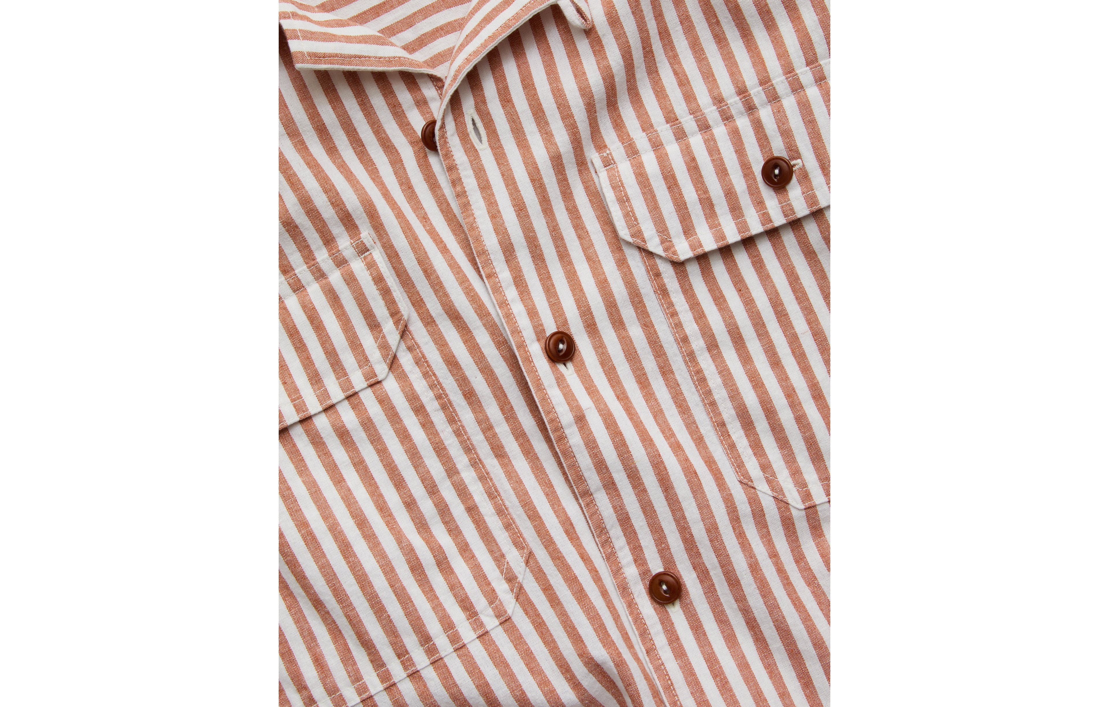 AE77 Linen-Blend Camp Collar Surplus Shirt