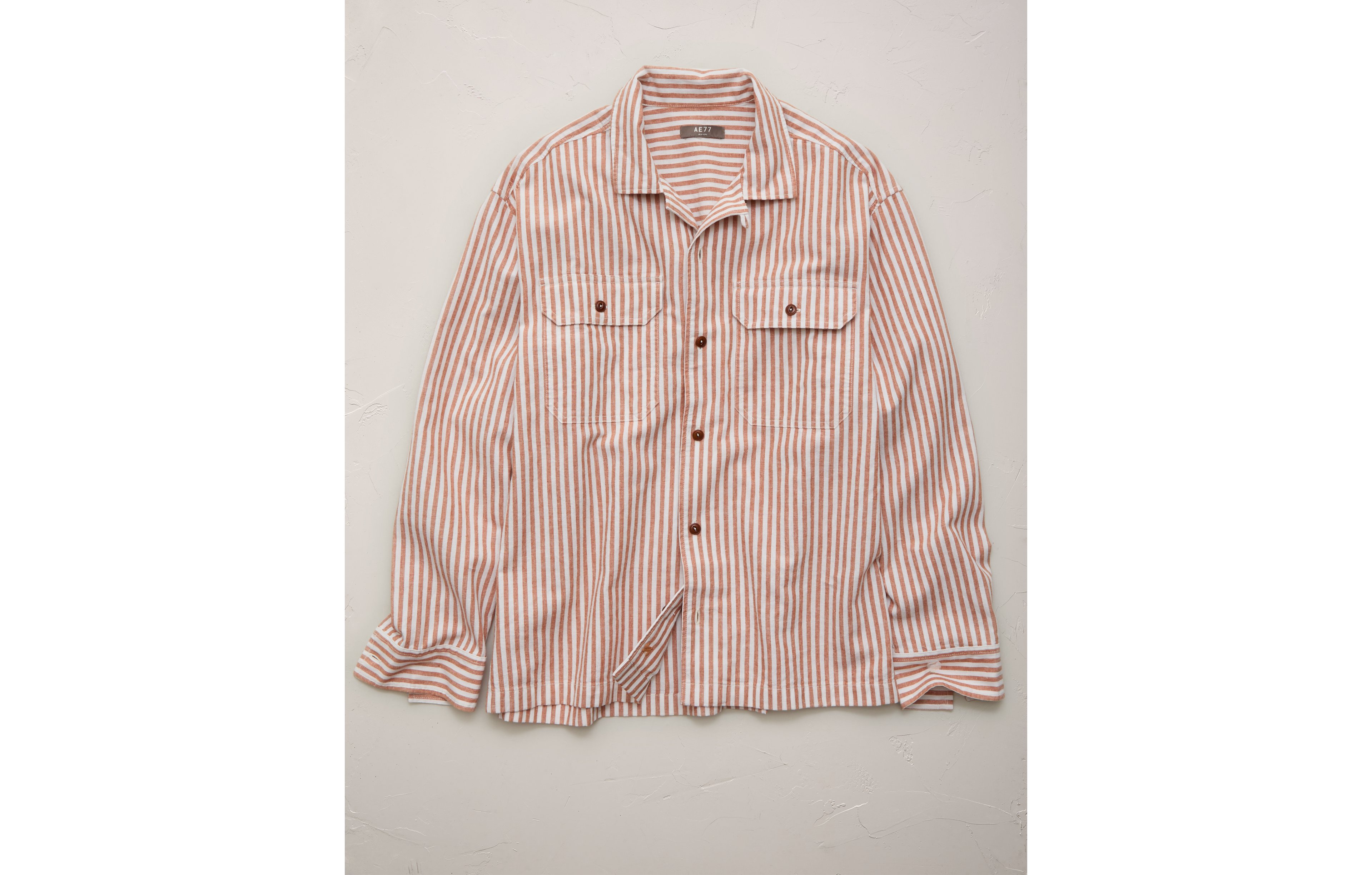 AE77 Linen-Blend Camp Collar Surplus Shirt