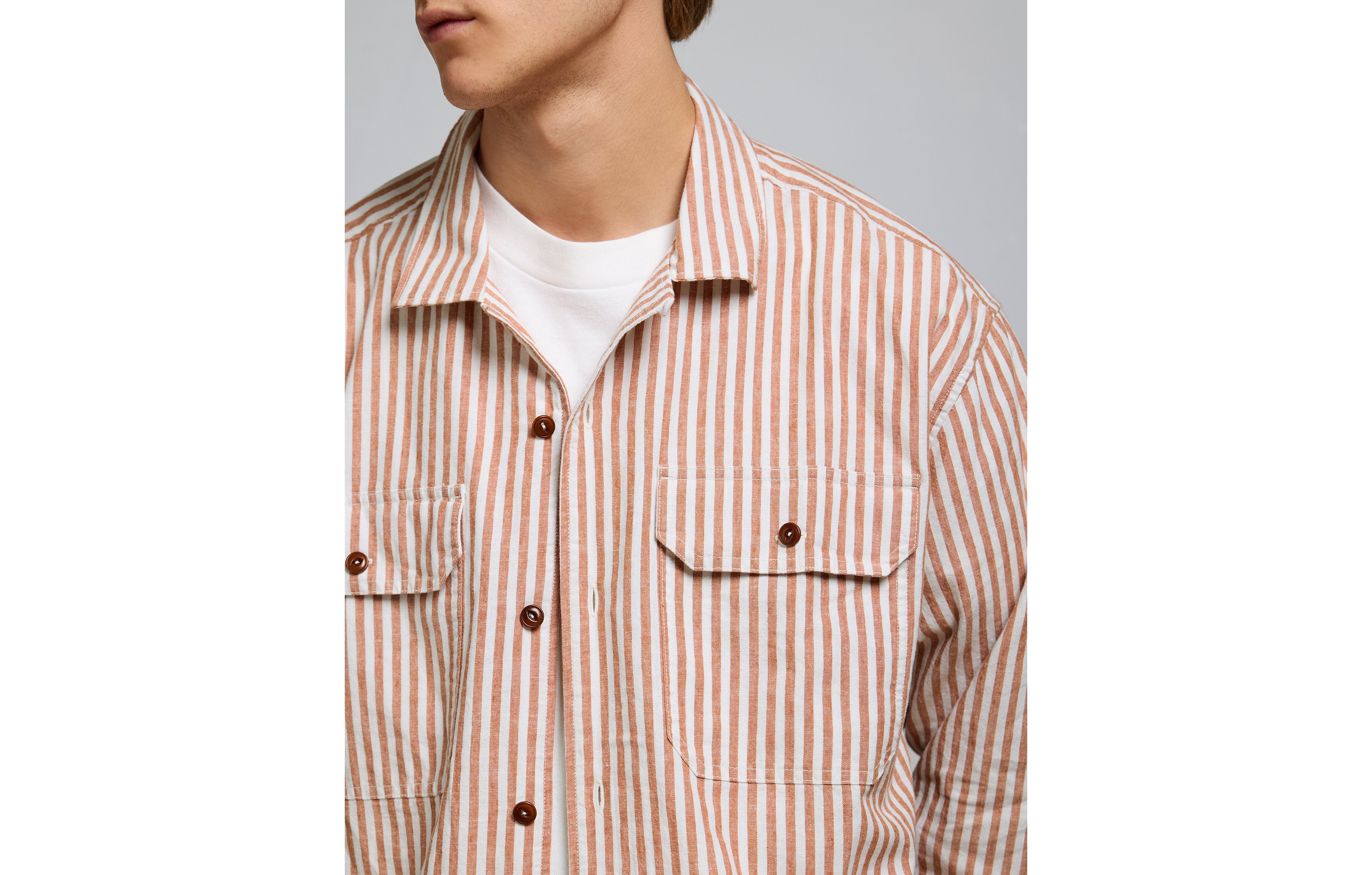AE77 Linen-Blend Camp Collar Surplus Shirt