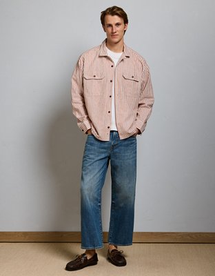 Мужская рубашка American Eagle AE77 Linen-Blend Camp Collar Surplus, цвет: Ореховый — фото 5