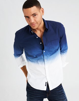 Blue Poplin Long Sleeves Shirt American Eagle Outfitters