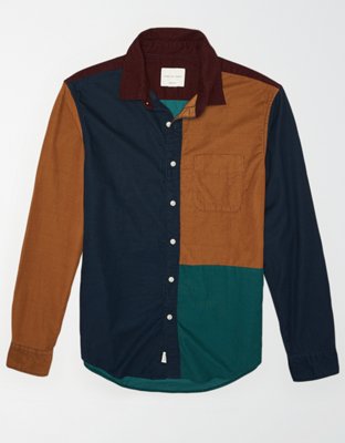 colorblock button up shirt