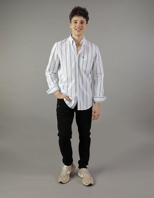 AE Striped Slim Fit Oxford Button-Up Shirt