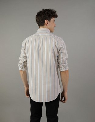 AE Striped Slim Fit Oxford Button-Up Shirt | American Eagle