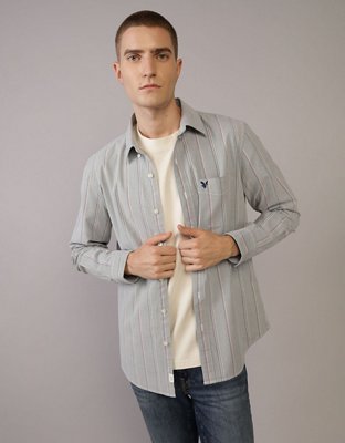 AE Camisa Oxford Slim Fit Rayada con Botones