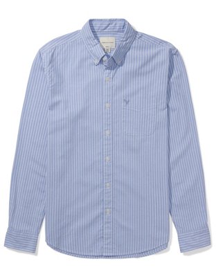 Мужские рубашки American Eagle AE Striped Slim Fit Oxford Button-Up Shirt — фото 3