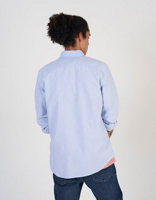 Мужские рубашки American Eagle AE Striped Slim Fit Oxford Button-Up Shirt — фото 2