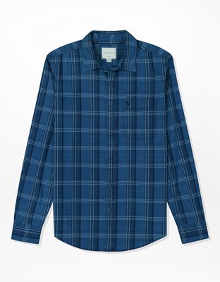 AE Plaid Poplin Button-Up Shirt