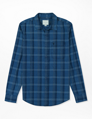 AE Plaid Poplin Button-Up Shirt