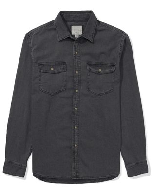 AE Camisa de denim con botones y dos bolsillos