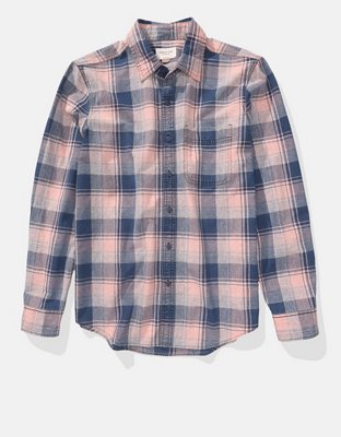 Мужские рубашки American Eagle AE Everyday Plaid Button-Up Shirt — фото 3
