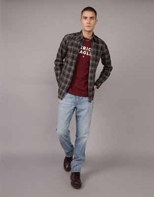 AE Everyday Camisa Slim Fit de Diseño Escocés con Botones