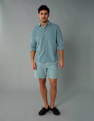 AE Camisa Manga Larga de Mezcla de Lino con Botones