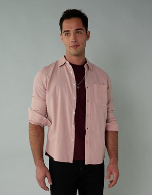 AE Camisa Manga Larga de Mezcla de Lino con Botones