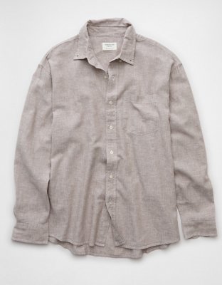 AE Everyday Relaxed Linen-Blend Button-Up Shirt