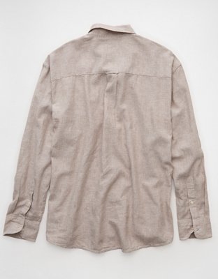 AE Everyday Relaxed Fit Linen-Blend Plaid Button-Up Shirt