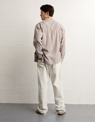 AE Everyday Relaxed Fit Linen-Blend Plaid Button-Up Shirt