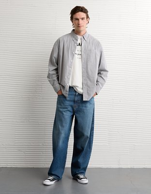 AE Everyday Relaxed Poplin Button-Up Shirt