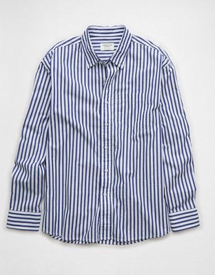 AE Everyday Relaxed Poplin Striped Button-Up Shirt