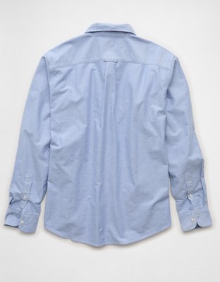 American Eagle - Chemise boutonnée bleue à manches