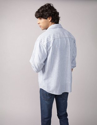 AE Everyday Camisa de Mezcla de Lino de Fit Relajado con Botones