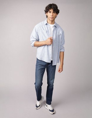 AE Everyday Camisa de Mezcla de Lino de Fit Relajado con Botones