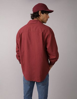 AE Everyday Camisa de Mezcla de Lino de Fit Relajado con Botones