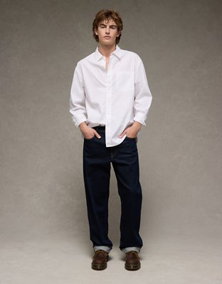 AE Everyday Relaxed Fit Poplin Button-Up Shirt