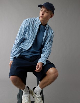 AE Everyday Poplin Striped Button-Up Shirt