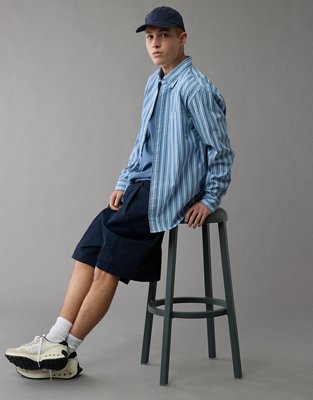 AE Everyday Poplin Striped Button-Up Shirt