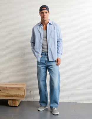 AE Everyday Relaxed Fit Poplin Button-Up Shirt